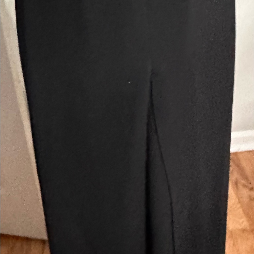Elegant Black Flutter Wide-Leg Evening Wear Slacks